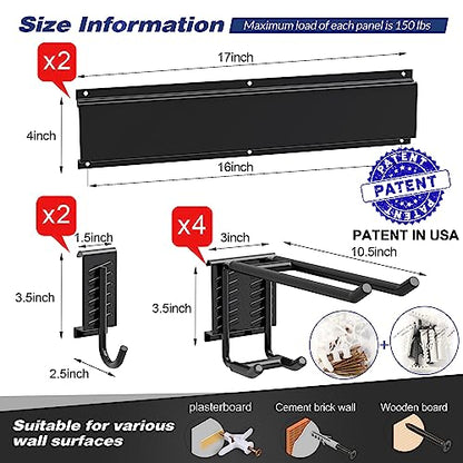 Garage Wall Organizer (34inch 2 panels+6 hooks)