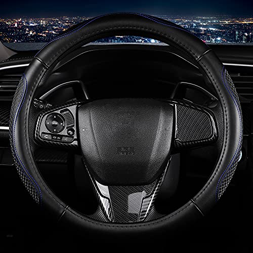Microfiber Leather Steering Wheel Cover (Blue)