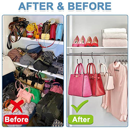 24 Pack Purse Hangers for Closet (24 Pack Platinum)