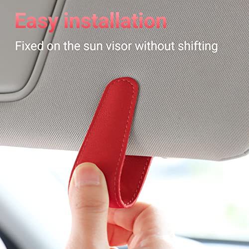 Sunglass Holder for Car Sun Visor Sunglasses Clip Car accessories (Red)