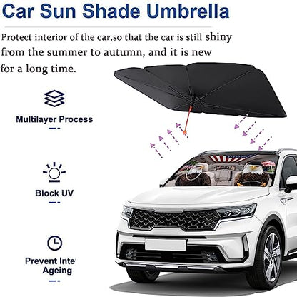 Eagle Car Windshield Sun Shade Umbrella American Flag Sunshade (57X31 Inch / Color-EG6)