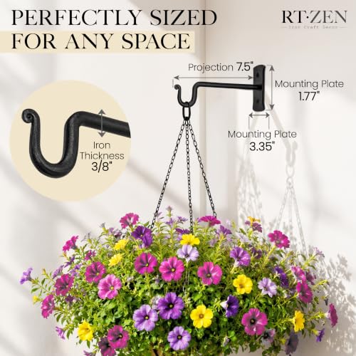 Plant Hangers Outdoor or Indoor Heavy Duty Wall Bracket Hooks (7.5 Inch / Shepherds Hooks)