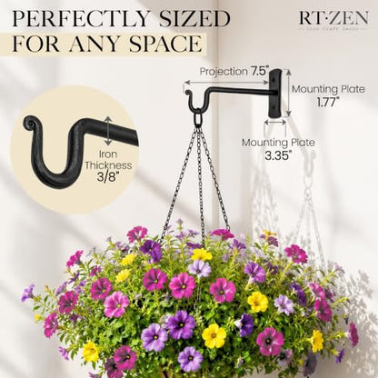 Plant Hangers Outdoor or Indoor Heavy Duty Wall Bracket Hooks (7.5 Inch / Shepherds Hooks)