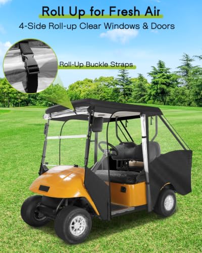 Golf Cart Enclosure 4 Passenger for EZGO TXT Short Roof 4 (for EZGO TXT Short Roof 4 Passenger / Black)