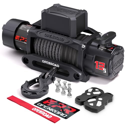 13500 lb Recovery Winch with Synthetic Rope and 2 Wireless Remotes (13500lb Black)