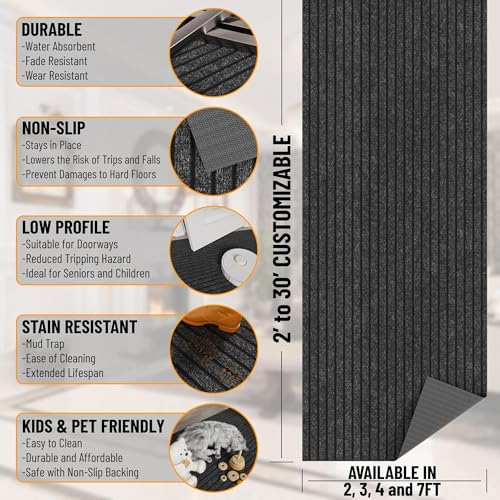 2x17 Hallway Runner Rug (Black / 2' x 17' (Runner))