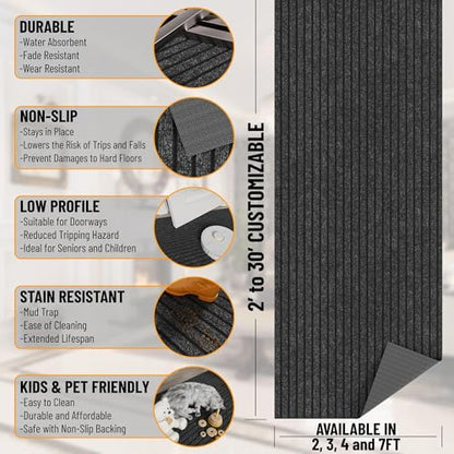 2x46 Hallway Runner Rug (Black / 2' x 46' (Runner))