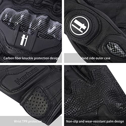 Mens Leather Motorbike Gloves KM046 Black XL (X-Large / Black)