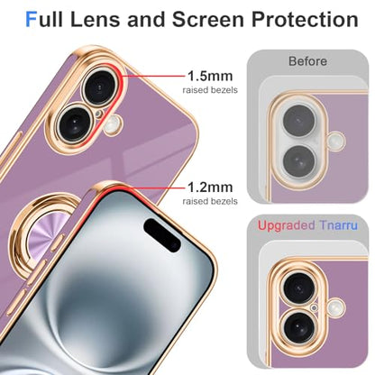 Designed for iPhone 16 Case with Ring Stand Slim Purple (Purple / 6.1'' iPhone 16)