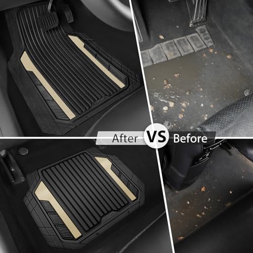 Heavy Duty Rubber Car Mats Metallic (Black and Golden)