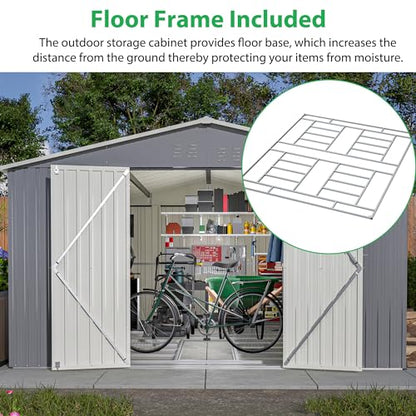 Large Outdoor Storage Shed (11x13 Ft-without window / Gray)