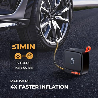 AP22 150 PSI Dual Power Tire Inflator Portable Air Compressor (Black+yellow)