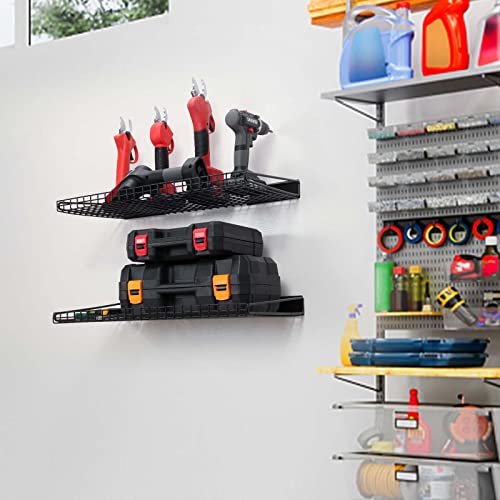 Garage Wall Shelves 23.6"x11.8" Wall Mount Metal Shelves 4 Pack (Black / 4pack)