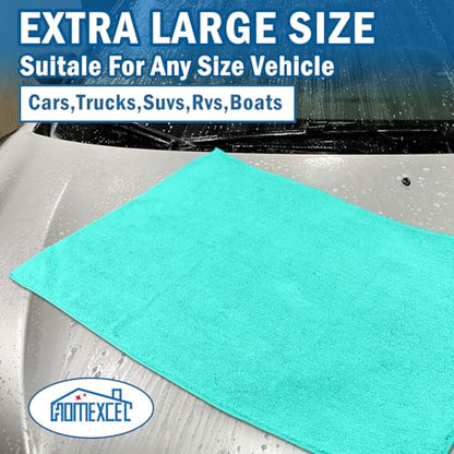 Professional Large Microfiber Car Drying Towels 2 Pack (Green / 31 x 24 Inch)