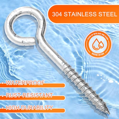 8Pcs Self Tapping Eyelet Screw Eye Bolt (M10-6 INCH)