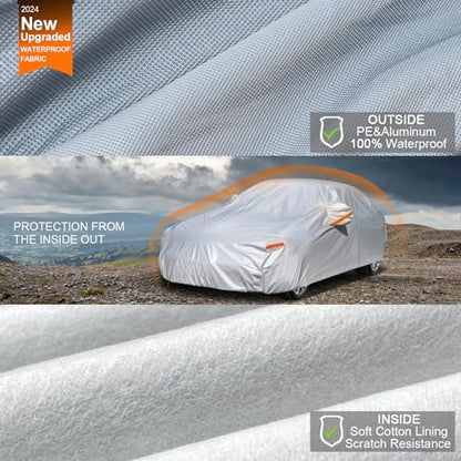 6 Layers Waterproof Car Cover for Honda Accord Sedan (LM-Silver / 33. Custom Fit Honda Accord)