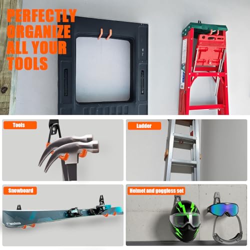 Heavy Duty Garage Storage Hooks 2 Pack Garage Tool Organizer Wall Mount (Medium)