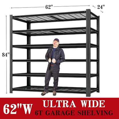 6 Tier Heavy Duty Garage Shelving (6T 62" W x 24" D x 84" H)