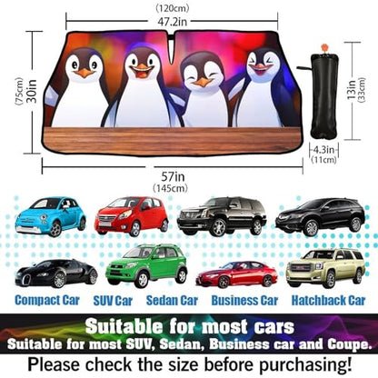Funny Penguin Car Windshield Sun Shade Umbrella Foldable Sunshade (57X31 Inch / styled45f-7)