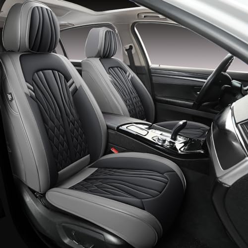 Leather Car Seat Covers (Grey&Black/Front Pair)
