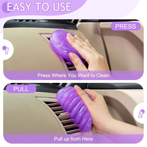 Car Cleaning Gel Car Cleaning Putty Car Putty Car Interior Cleaner Car Slime Car Detailing Kit Car Accessories Gifts for Men Women Stocking Stuffers Purple (Purple)