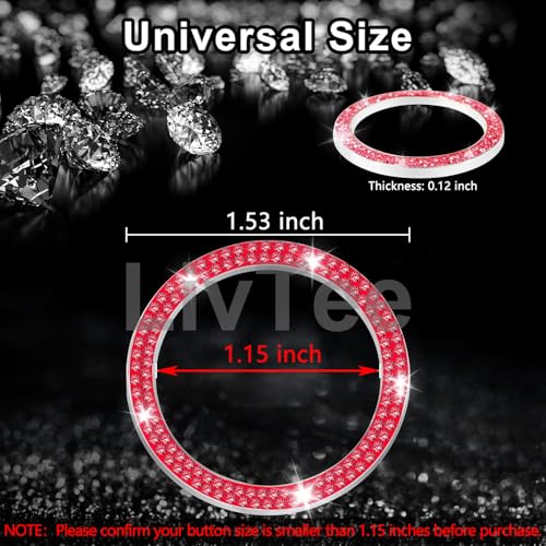 2 PCS Crystal Double Rhinestone Car Engine Start Stop Decoration Ring (Double Red)