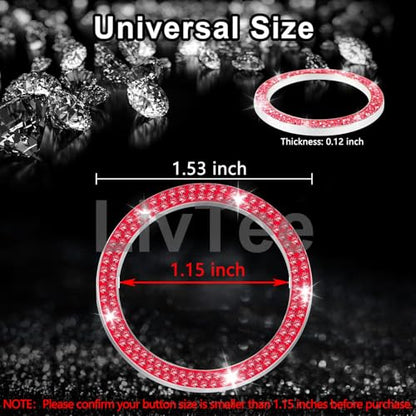 2 PCS Crystal Double Rhinestone Car Engine Start Stop Decoration Ring (Double Red)