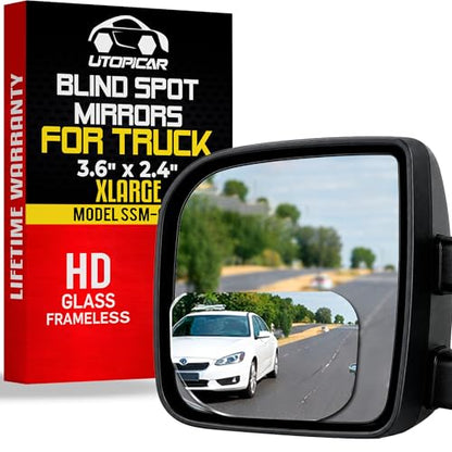 XLarge Blind Spot Mirror for Trucks 3.6"X2.5" (Rounded Rectangle / Pack of 2)