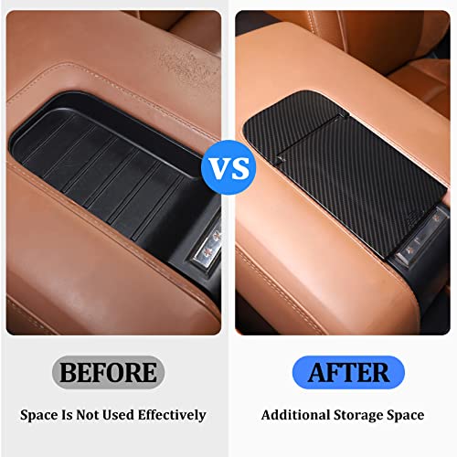 Car Center Console Organizer Armrest Hidden Storage Box Compatible with Toyot@ Tundra 2014 (Carbon fiber pattern)