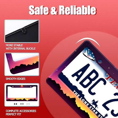 Mountains Sunset Stainless Steel License Plate Frame for US Cars Decor (Mountain Sunset)