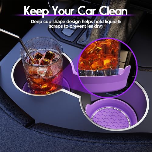 2 Pack Car Cup Holder Coaster Bling Crystal Rhinestone Car Interior (Purple / 2 Pack)