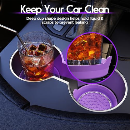 2 Pack Car Cup Holder Coaster Bling Crystal Rhinestone Car Interior (Purple / 2 Pack)