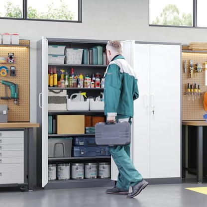 Metal Storage Cabinet with Lock Door (71 X 32 X 16 In(H X W X D) / Grey White)