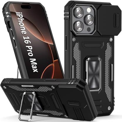 Heavy Duty Phone Case for 16 Pro Max Case with Camera Cover Black (iPhone 16 Pro Max 【6.9 inch】 / Black)