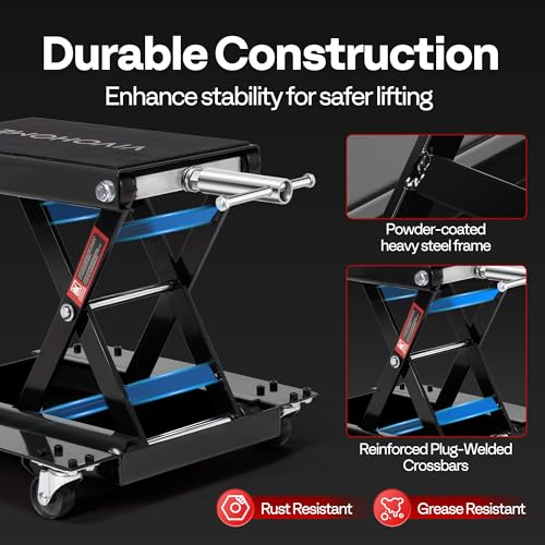 1100 Lbs Motorcycle Lift Jack with Dolly Wheels (Black)