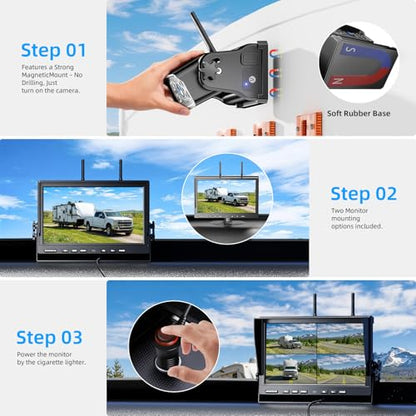 Magnetic RV Wireless Backup Camera (10" 4-Cam)