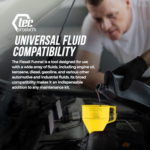 FlexAll Long Flexible Oil Change Funnel (Yellow / Small)