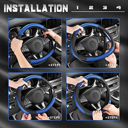 Steering Wheel Cover 14.5 (Standard size[14 1/2''-15''] / Black and Blue)