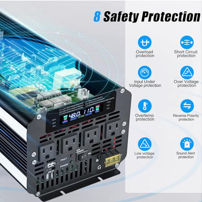 5000 Watt Power Inverter 48V to 110V 120V for Vehicle (48V-5000W-Standard)
