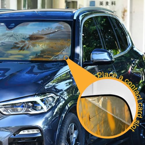 Car Windshield Sun Shade Cattle Cow Yellow Daisy Flower Field Foldable Car Front Windshield Sunshade Blocks UV Rays Sun Visor Sun Heat Protection for Car Truck SUV to Keep Your Vehicle Cool (Small / Cattle Cow)