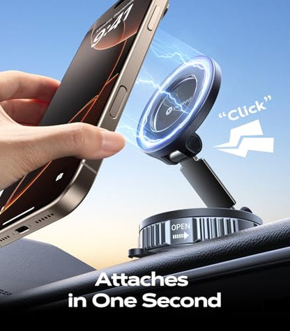 Upgraded Car Phone Holder for Magsafe Car Mount [Strongest Suction] (Translucent Black)