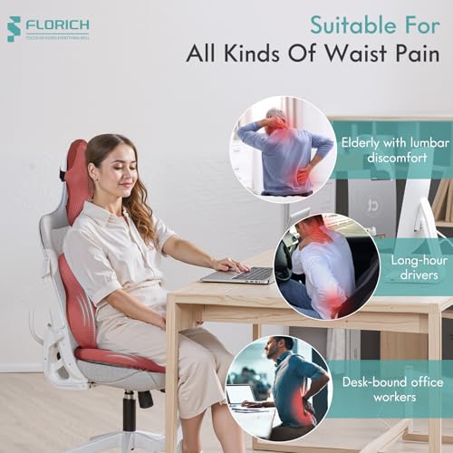 Car Seat Cushion and Lumbar Support Pillow for Office Chair Car (Red / 3 Pieces)