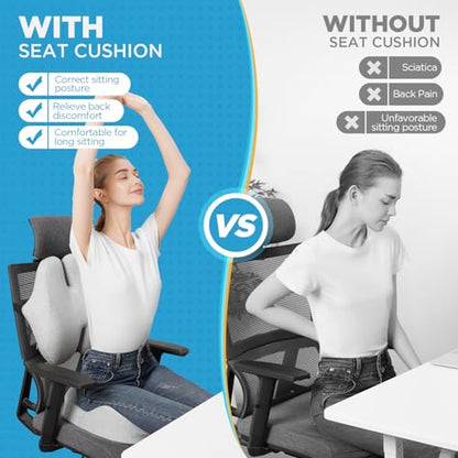 Seat Cushion & Lumbar Support Pillow for Office Chair (Tq27_ls46-gray)