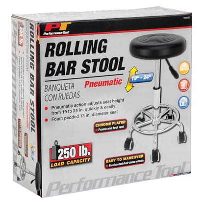 W85027 Adjustable (Pneumatic Rolling Bar Stool)
