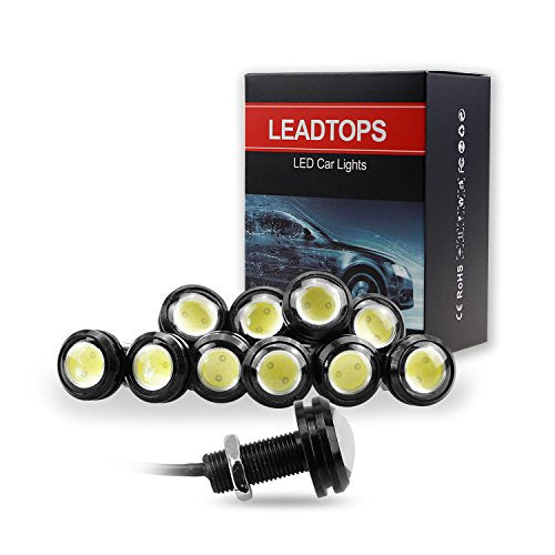 10Pcs 18mm 12V Eagle Eye LED Car Fog DRL Daytime Running Light Backup Reverse Tail Rock Lights Small bulb (Black case / White light)