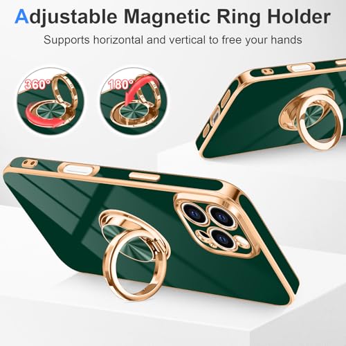 Designed for iPhone 16 Pro Case with Ring Stand Slim Green (Green / 6.3'' iPhone 16 Pro)