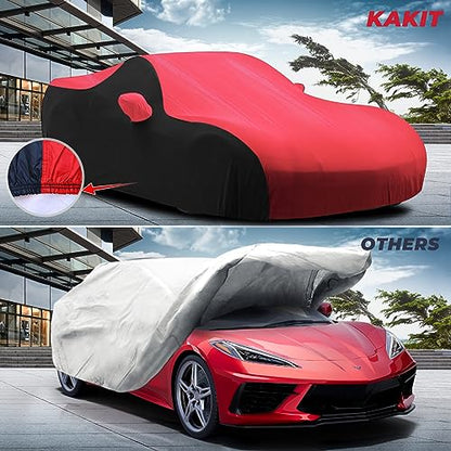 Waterproof Car Cover Custom for Chevy Corvette 2020 (Red Black / Corvette C8)