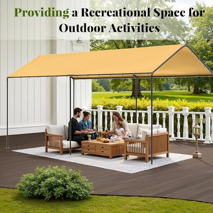 10x20 Carport Heavy Duty Portable Garage Shelter (Yellow / 10x20 without sidewalls)