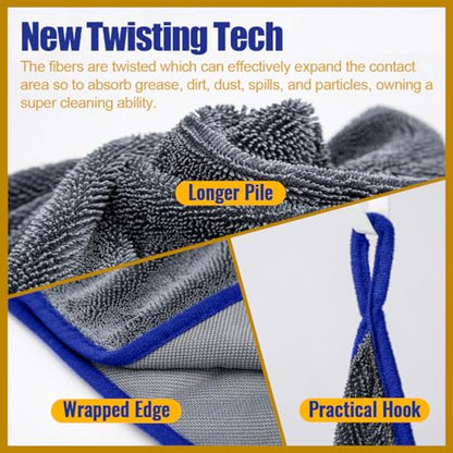 Microfiber Towel Car Drying Detailing Wash Cloth Car Care (Grey-blue)