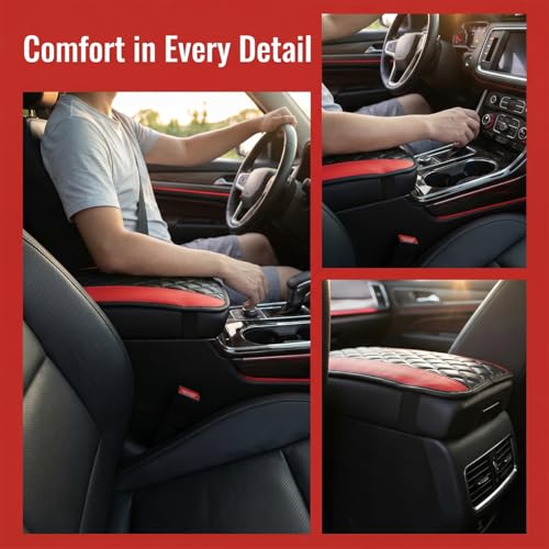 Car Center Console Pad (Black Red)